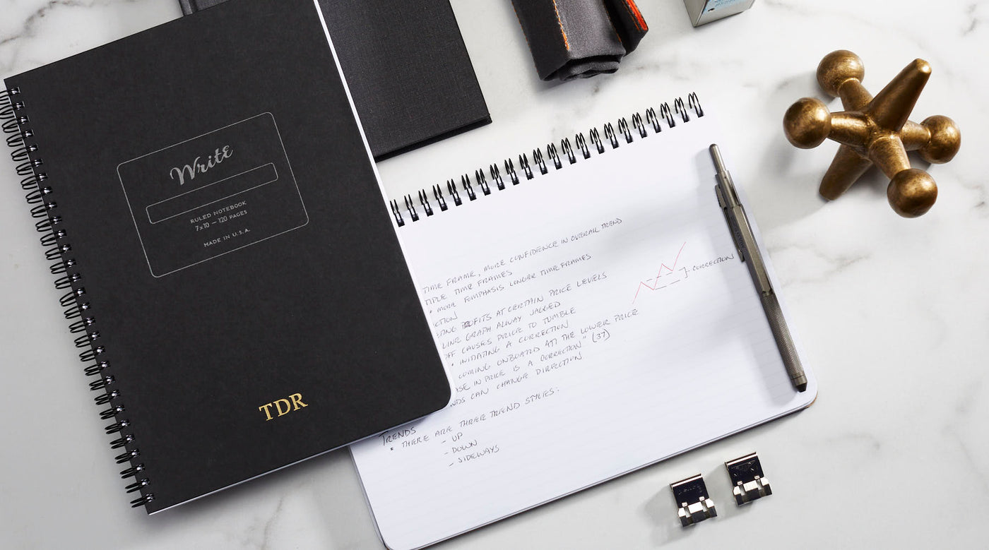 Collection of notebook and a pencil on a Landscape Notebook